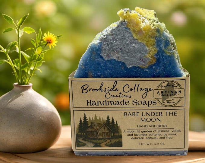 Handmade Cold Process Artisan Soap Bar Bare Under the Moon, Maine Made