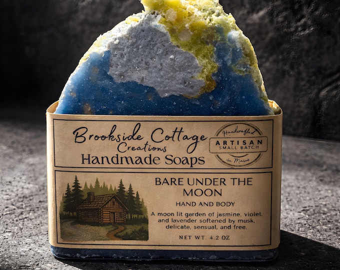 Handmade Cold Process Artisan Soap Bar Bare Under the Moon, Maine Made