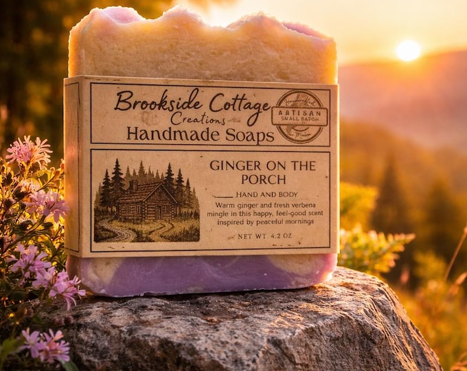 Ginger on the Porch Handmade Cold Process Artisan Soap Bar with Verbena, Maine Made