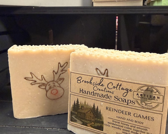 Handmade Holiday cold process Soap Bar – Reindeer Games | Artisan Maine made