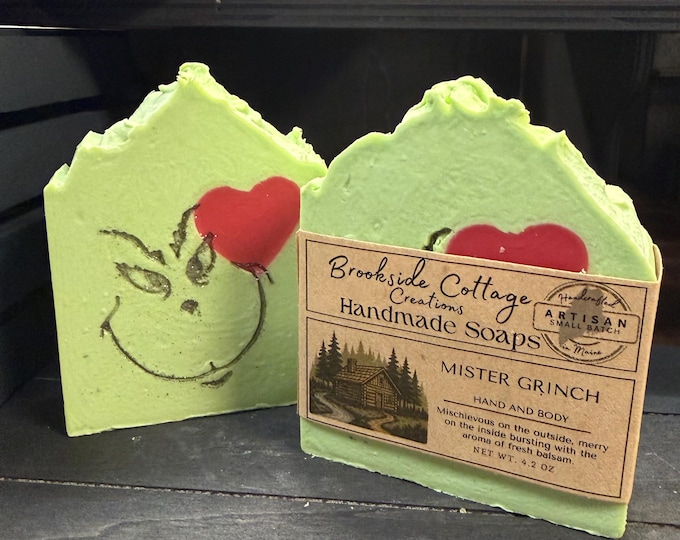 Handmade Holiday cold process Soap Bar – Mister Grinch | Artisan Maine made