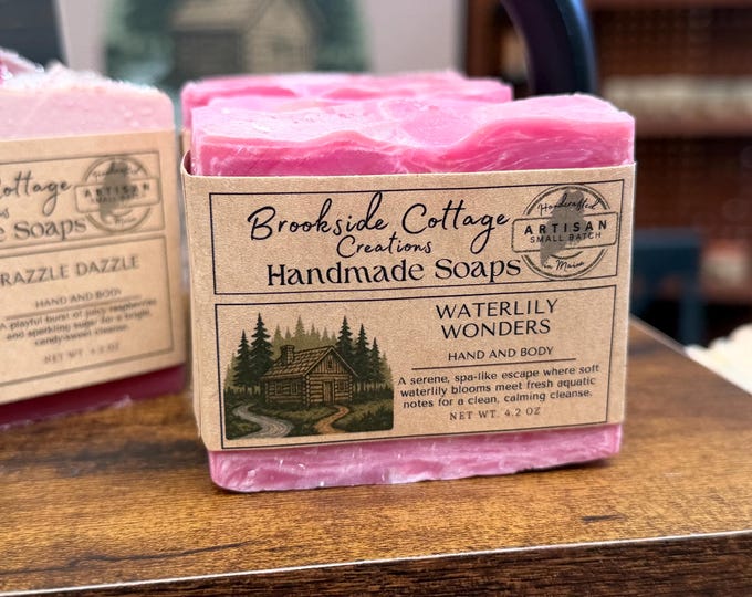 Waterlily Wonders Handmade Floral Cold Process Soap Bar | Fresh Light Scent