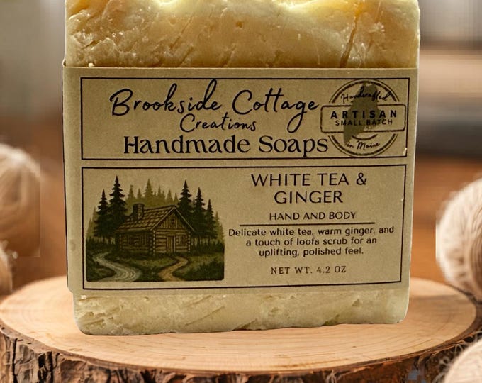 Handmade White Tea and Ginger Exfoliating Soap Bar | Artisan Maine Soap