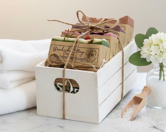 Handmade Soap Gift Crate: Brookside Cottage Creations, Rustic Wood Crate