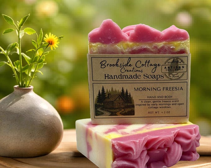 Handmade Cold Process Artisan Soap Bar Morning Freesia, Maine Made
