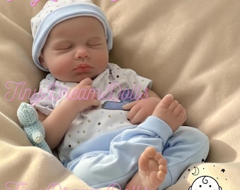 18 Zoll Silikon Reborn Puppe Loulou - Ganzkörper weiches solides Silikon Baby Mädchen Junge - Offener Mund Neugeborene - Handgemaltes lebensechtes Reborn Baby