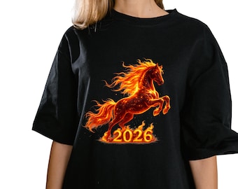 2026 Fire Horse PNG | Księżycowy Nowy Rok, wzór ze złotą folią (natychmiastowe pobranie)