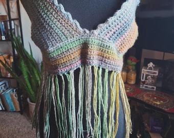 Grote maat Boho Festival-top met franje