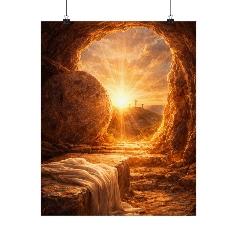 He is Risen Empty Tomb Resurrection Poster | Christian Faith Wall Art ...