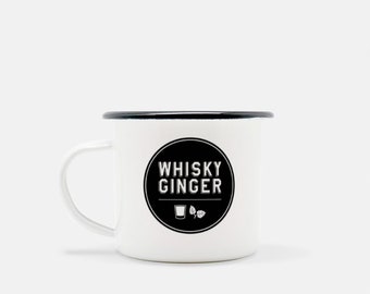 Whisky Ginger Camp Mug 10 oz. (Black Rim) whiskey enamel mug coffee cup