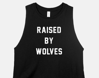 Raised By Wolves Shirt, Racerback Cropped Tank Top, Womens Tank Top, Cottagecore