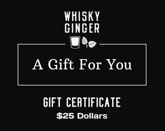 Gift Certificate, 25 USD Gift E-Card for WhiskyGinger Etsy shop, Last Minute Present, Stocking Stuffer, Gift for Them
