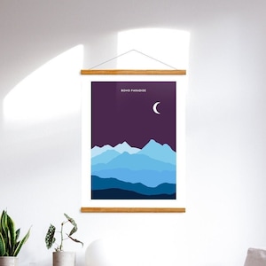 Magnetic Poster Hanger - Wood Hangers Custom Art Frames Wall Hanging Oak Wood for posters, quilt, macrame, wall hangings 18 Inch 26 Inch