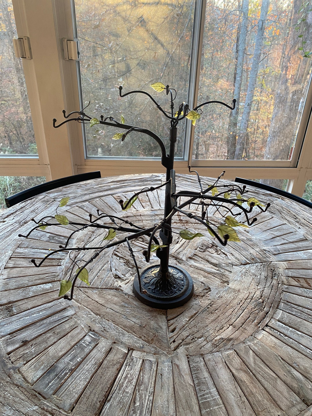 Ornament Jewelry Display Tree Metal Tree and Glass Leaves Etsy