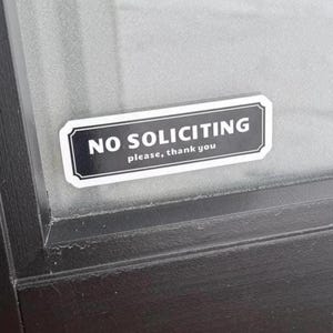 Weatherproof No Soliciting Vinyl Sticker - Polite Door Sign