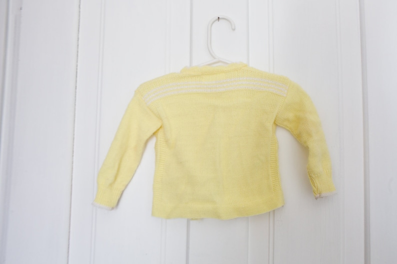 Vintage Baby Sweater Cardigan Vintage Yellow Baby Sweater 6-12 months Knit Sweater Dupont Nylon