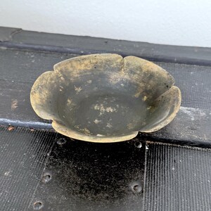 Vintage Metal Ashtray Tarnished with Patterned Base Retro Decor