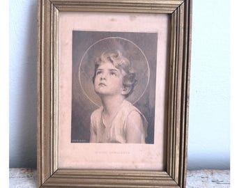 Jahrhundert Lithographie-Kind Divine Innocence Hoodiams Edward Gross Print
