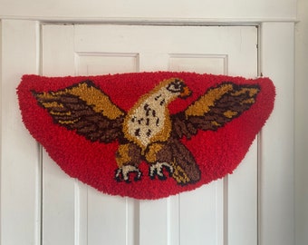 Handmade Eagle Hook & Latch Rug Wall Hanging, Vintage Wall Art | Vintage Americana Decor | Handmade Statement Rug