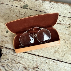 Early Vintage Pince Nez Prescription Glasses with Case Antique Eyewear
