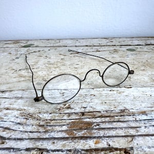 Antique Wire Rim Eyeglasses Vintage Round Metal Frame Steampunk Glasses
