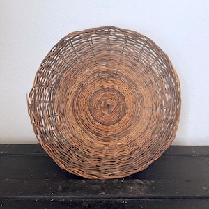 Vintage Wicker Bowl | Handmade Rattan Basket | Boho Rustic Home Decor | Woven Decorative Bowl