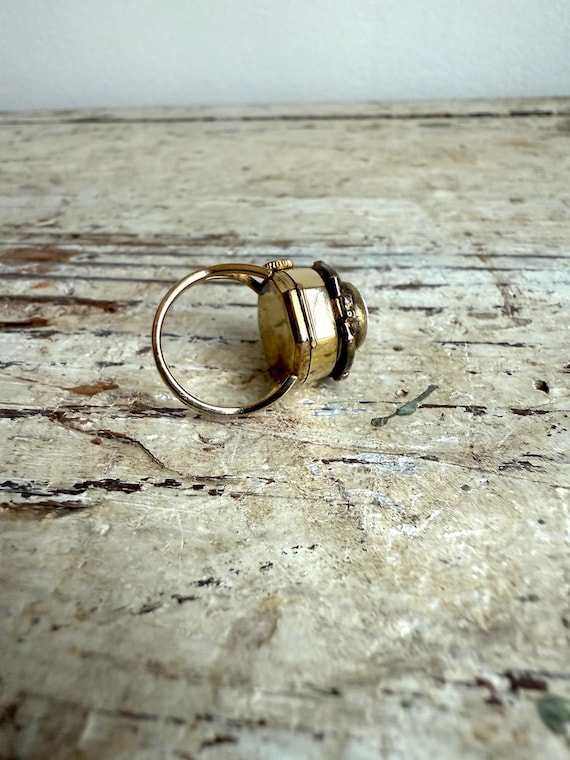 Antique Shell Cameo Ring Watch, Rolled Gold KJ Kollmar Jourdan