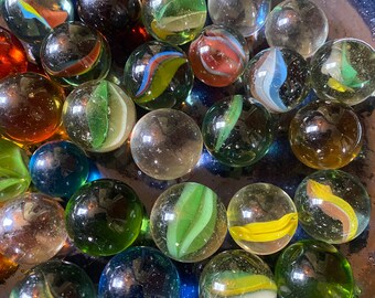 Large Antique Marbles, Modern Marbles, 30 Instant Collection, All Kinds Mix of Marbles, Bag of Marbles