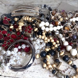 Mixed Fashion Jewelry Lot 1lb 7.6oz Beaded Statement Necklaces Pearls Bangle B2