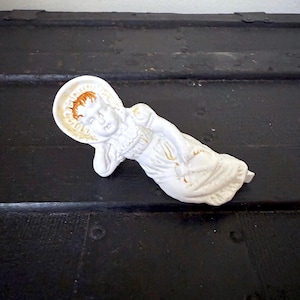 1800s Bisque Porcelain Figurine | Girl Laying Down | German Made | Victorian Collectible Doll Display