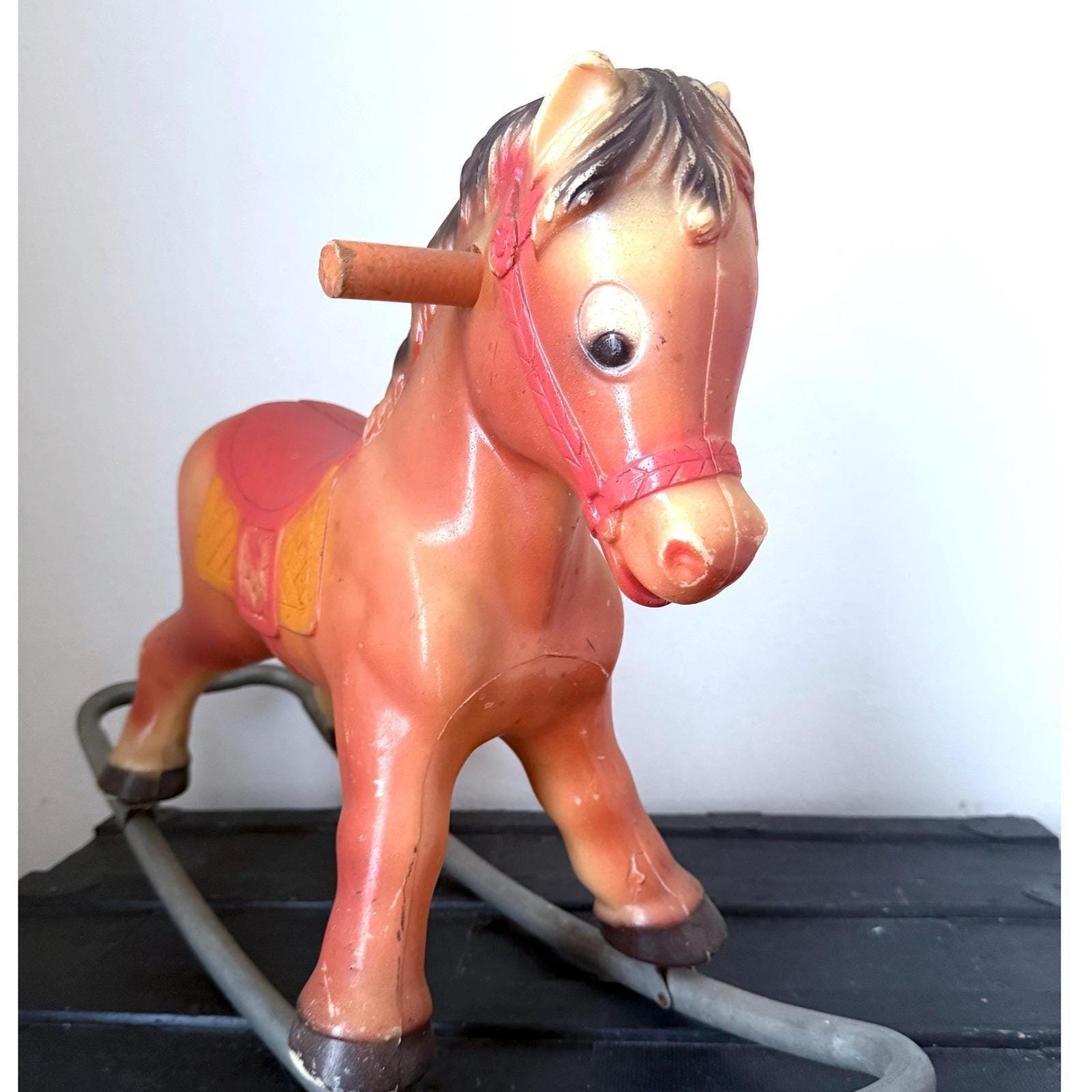 バカラ　ロッキングホース Vintage Blazon 1963 Plastic Rocking Horse Ride-on Pony 25in Retro
