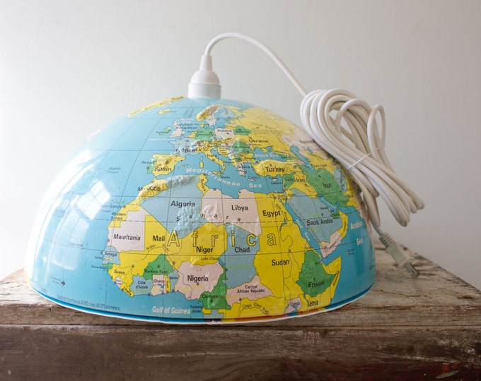 Vintage Globe Light Fixture Globe Lamp Shade World Light Etsy