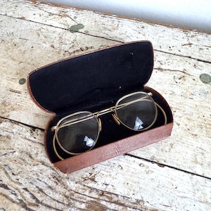 Antique 12K Gold Filled Vintage Optical Frames Eyeglasses with Case Round Lens Spectacles | Antique Eyewear