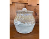 Vintage Glazed Ceramic Jar with Lid, Kitchen Canister Salt Jar Sugar Canister Stash Container stoneware pottery