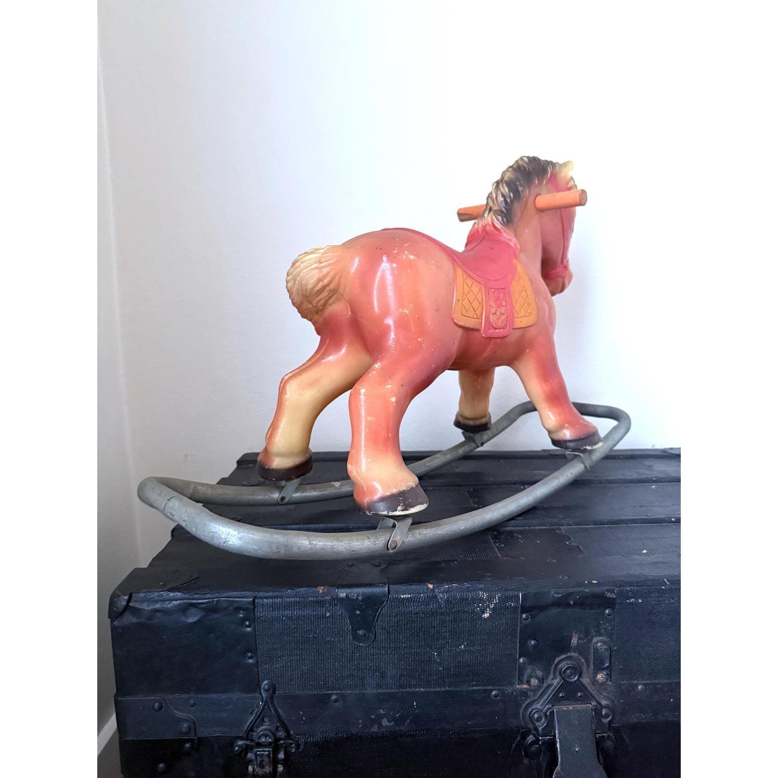 Vintage Blazon 1963 Plastic Rocking Horse Ride-on Pony 25in Retro