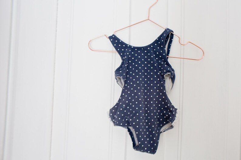 Months Ducks Vintage Duck Blue Polkadot Swimsuit Swim Suit Cotton Baby Girl Set Bathing Suit Size 12
