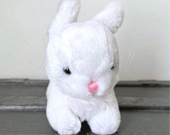 Vintage 1987 Avon White Bunny Rabbit Plush PA940 Pink Nose Korea