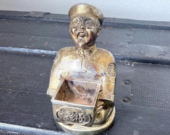 Vintage Messing asiatischen Räucherkegel - Figural Man Japan Midcentury Decor