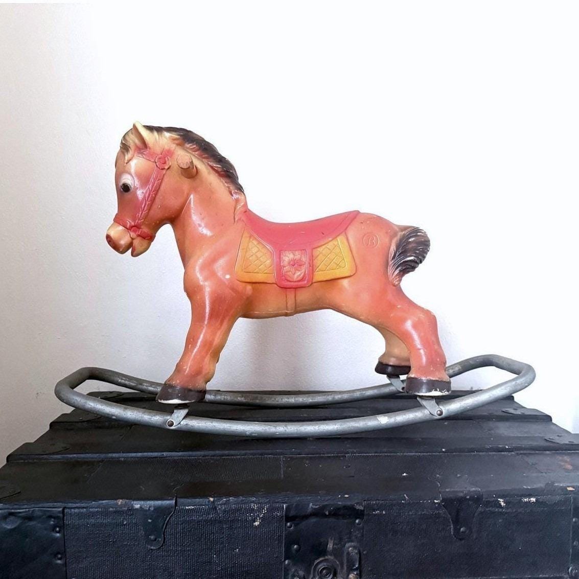 バカラ　ロッキングホース Vintage Blazon 1963 Plastic Rocking Horse Ride-on Pony 25in Retro