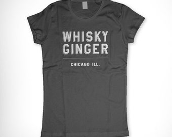Whisky Ginger Chicago Shirt XS - Womens Tee - Vintage Soft Grey Whiskey T-Shirt