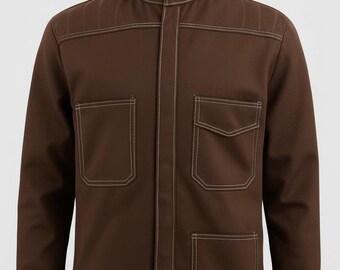 Giacca cosplay di Cassian Andor in tela marrone scuro, costume dell'Alleanza Ribelle