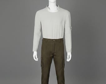 Completo sportivo ispirato ai contrabbandieri / Pantaloni affusolati, Top bianco