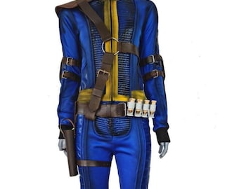 Costume da Vault Suit fatto a mano per cosplay/giocatore con cintura in pelle
