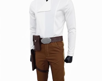 Costume da contrabbandiere spaziale fatto a mano / Maglietta, pantaloni e cintura in pelle