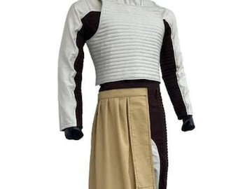 Costume da cosplay ispirato allo Jedi / Set composto da armatura trapuntata fatta a mano e tabardo beige