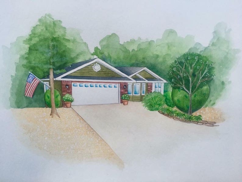 Add On Custom Watercolor Home Portrait House Painting, Home Painting