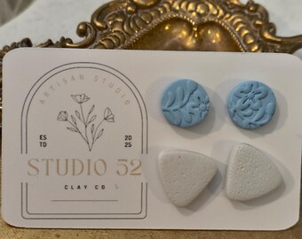 Baby blue floral studs