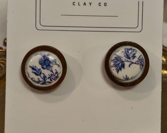 Blue Willow Heirloom Studs