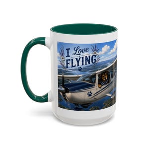 Single-Engine Airplane Illustration Mug | Aircraft Coffee Cup "I love flying"