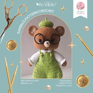 Amigurumi Bear Crochet Pattern | Samira with Movable Glasses (PDF)